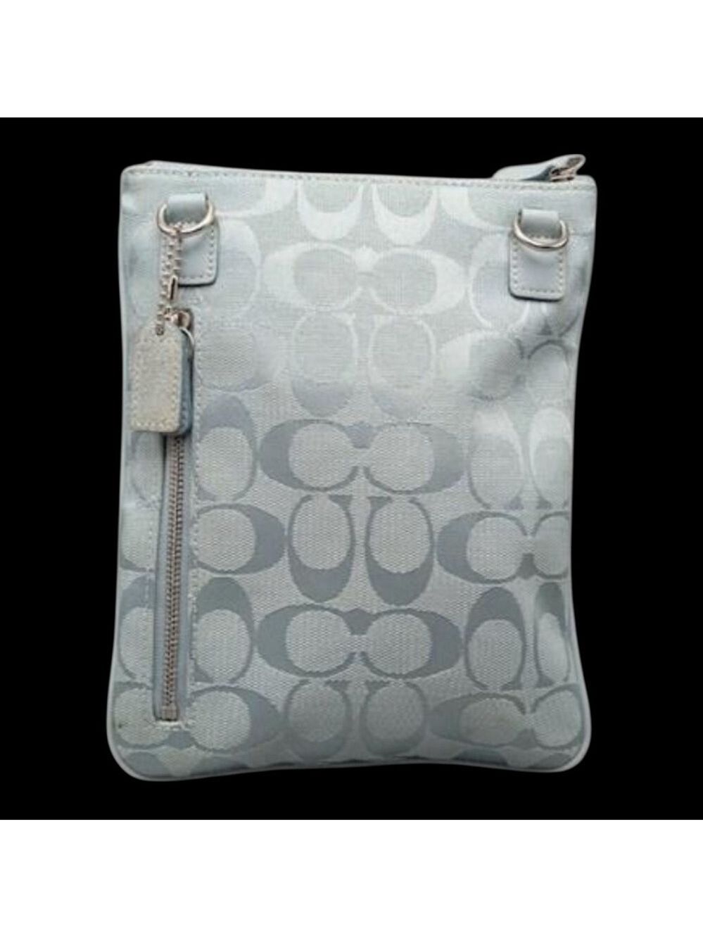 Coach Light Blue Signature Canvas and Suede Crossbody Bag - Picture 5 of 11